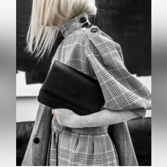 ZARA gray plaid checkered puff sleeve dress M - Picture 3 of 13